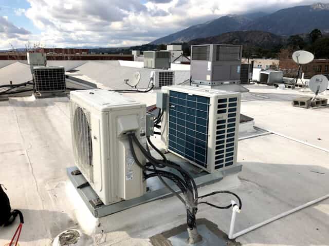 ductless system with mountain in the back 